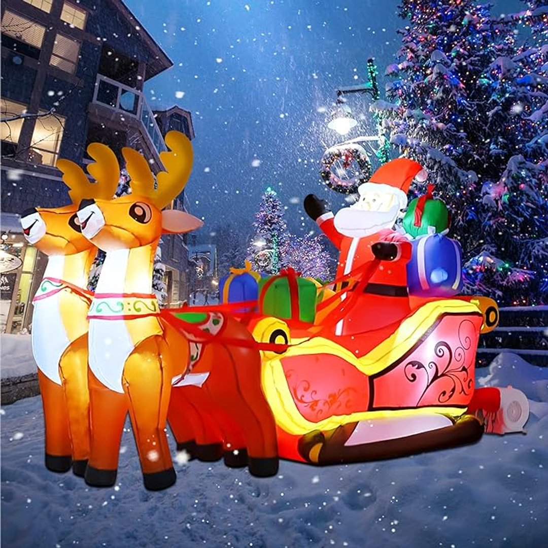 210 см Дядо Коледа и шейна с елени