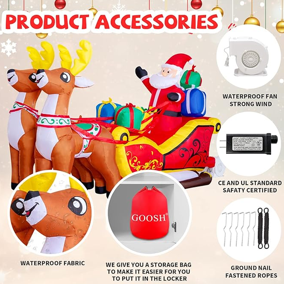 210 см Дядо Коледа и шейна с елени