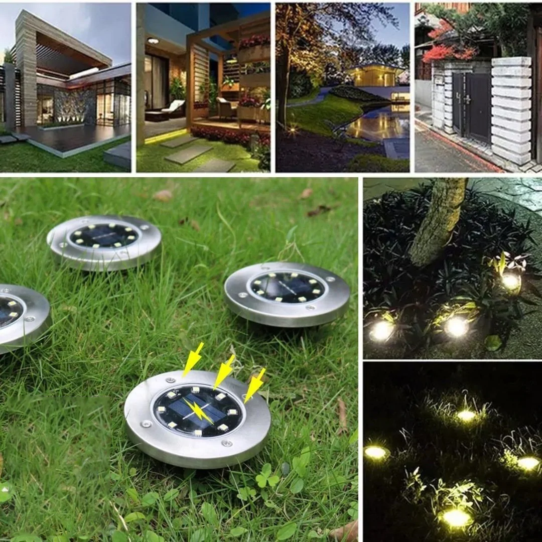 Соларни LED дискове за градината - 4 бр