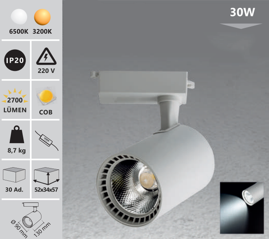 Пистова лампа 30W бяло/черно